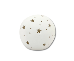 Keramik LED Kugel mit Sternen weiß 14 x 12cm...