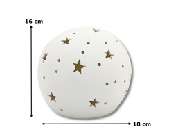 Keramik LED Kugel mit Sternen weiß 18 x 16cm Dekokugel Leuchtkugel Tisch-Deko