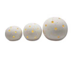 Keramik LED Kugel mit Sternen weiß Dekokugel...