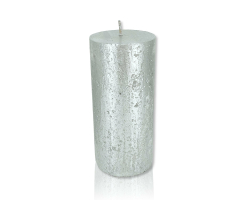 Kerze mit Schimmer - 7 x 15 cm silber - 4 Stück
