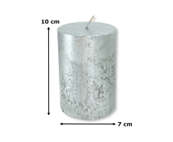 Kerze mit Schimmer - 7 x 10 cm silber - 1 Stück