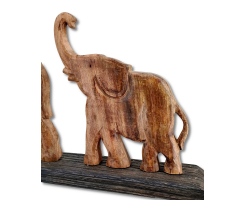 Holz und Metall Figur Elefanten Familie silber braun...