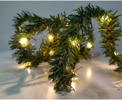 20 LED Lichterkette Tannen-Girlande grün 200cm batteriebetrieben Timer Lichtergirlande Deko Leuchtdraht Winter Weihnachten