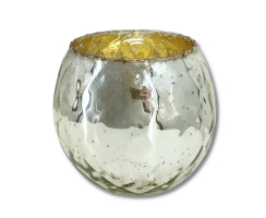 Teelicht-Glas rund antik silber Dekogläser Windlicht...
