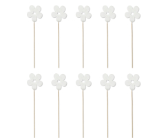 Holz Blumen-Stecker Blüte weiß 10 Stück 7...