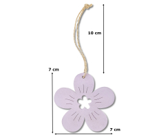 Holz Dekohänger Blüten 6 Stück 7cm mit Jute Kordel Anhänger Blumendeko Holzblume Blumenhänger