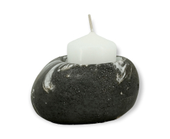 Beton Kerzenhalter schwarz-grau 2 Stück 10 x 13cm in Stein-Optik Teelicht-Halter Windlicht Tisch-Deko