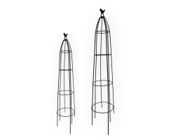Metall Rankhilfe Obelisk rund schwarz 2er Set - 105 und 140cm Blumen-Stütze Rank-Säule Kletterhilfe Rankturm