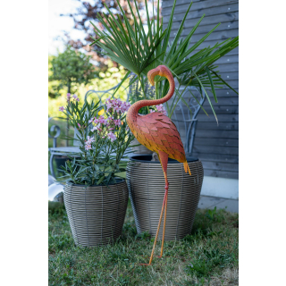 Metall Garten-Figur Flamingo 95cm rostig Dekofigur groß Gartendeko Deko-Skulptur Tierfigur Vogel
