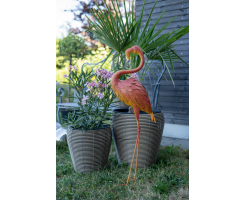 Metall Garten-Figur Flamingo 95cm rostig Dekofigur...