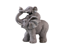 Dekofigur Elefant mit Baby grau 33 x 34cm Tier Deko Figur...