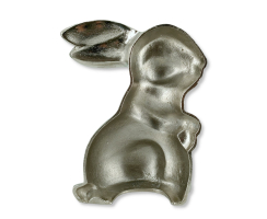 Metall Hase silber glänzend 19 x 24cm Tier Deko Figur Skulptur Dekofigur Ostern