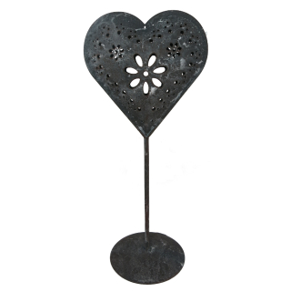 Deko Herz aus Metall 28,5 cm - Herz auf Standfuß - Metallherz zum hinstellen - ( rusty )