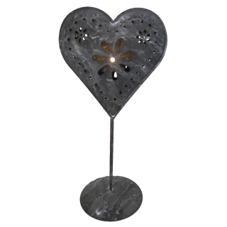 Deko Herz aus Metall 34 cm - Herz auf Standfuß - Windlicht - Kerzenständer ( rusty )