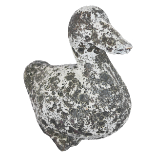 Steinfigur Ente 28 x 23 cm in Sandstein Optik - grau / weißgrau / schwarz