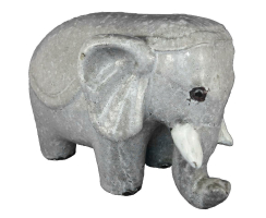 Ton-Figur Elefant 29 x 19 cm - grau / schwarz / weiß