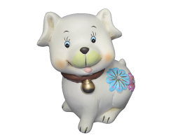 Keramik Spardose Hund 15 x 18 cm - cremeweiß