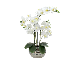 Kunstpflanze Orchidee XL mit Keramiktopf - ca. 53 cm hoch weiß