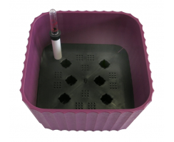 Blumentopf 2er Set Geriffelt mit Wasserstandanzeige quadratisch pink