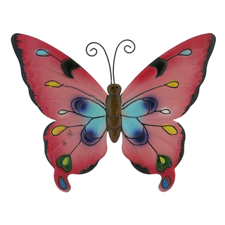 Metall Wandhänger Schmetterling 26 x 31 cm pink