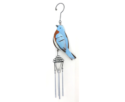 Metall Windspiel Vogel 47 cm hellblau