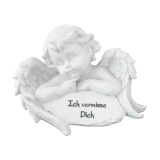 Grabschmuck Engel und Stein mit Inschrift 17 cm