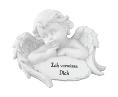 Grabschmuck Engel und Stein mit Inschrift 17 cm
