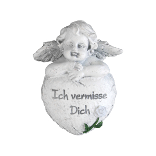 Grabschmuck Engel und Herz mit Inschrift 10 cm