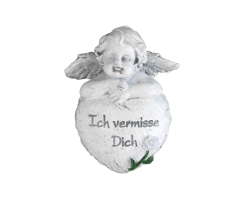 Grabschmuck Engel und Herz mit Inschrift 10 cm