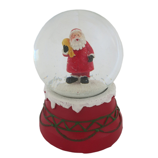 Schneekugel mit Echtglas auf Kunststoffsockel Weihnachtsmann Ø 10 cm x 14 cm