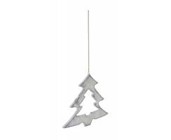 Holz Deko Hänger Weihnachtsbaum mit Kordel grau 20 cm
