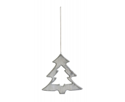 Holz Deko Hänger Weihnachtsbaum mit Kordel grau 40 cm