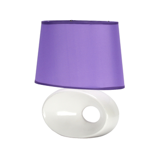 Tischleuchte mit Lampenschirm 26 cm E14 40W - Fuß: weiß - Schirm: lila