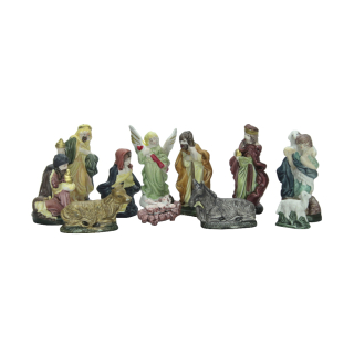 11er Set Krippenfiguren aus Keramik