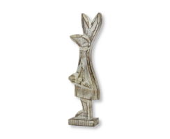 Holz Dekofigur Hase braun-weiß 31cm Tisch-Deko Hasenfigur Ostern Holz-Figur
