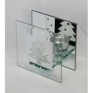 Glas Teelichthalter ( für 1 Teelicht, Motiv: Bäume )
