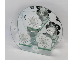Glas Teelichthalter ( für 3 Teelichter, Motiv: Blume )