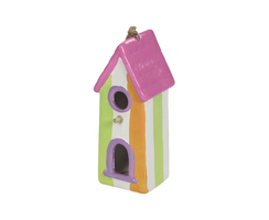 Keramik Vogelhaus Dach mit Pfannen - klein pink