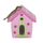 Keramik Vogelhaus Dach glatt - groß pink