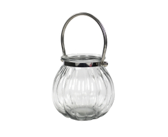 Echtglas-Laterne mit Metallbügel klein