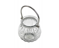 Echtglas-Laterne mit Metallbügel klein
