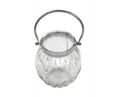 Echtglas-Laterne mit Metallbügel groß
