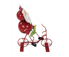 Metall Deko Figur mit Fahrrad Weihnachtsmann