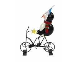 Metall Deko Figur mit Fahrrad Pinguin