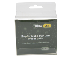 LED Kupferdraht warm weiß 100 LED 5m Batteriebetrieb