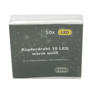 LED Kupferdraht warm weiß 10 LED 50 cm Batteriebetrieb