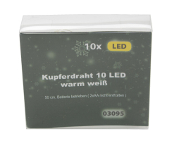 LED Kupferdraht warm weiß 10 LED 50 cm Batteriebetrieb