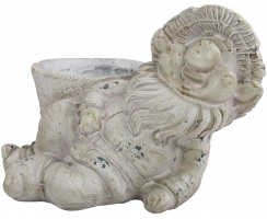Deko Figur mit Pflanzgefäß Zwerg liegend