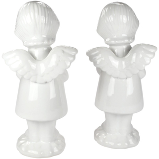 Deko Engel aus Keramik 2 Stück weiß klein 22 cm