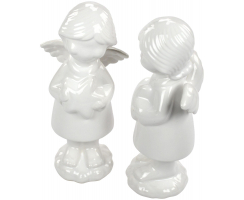 Deko Engel aus Keramik 2 Stück weiß klein 22 cm